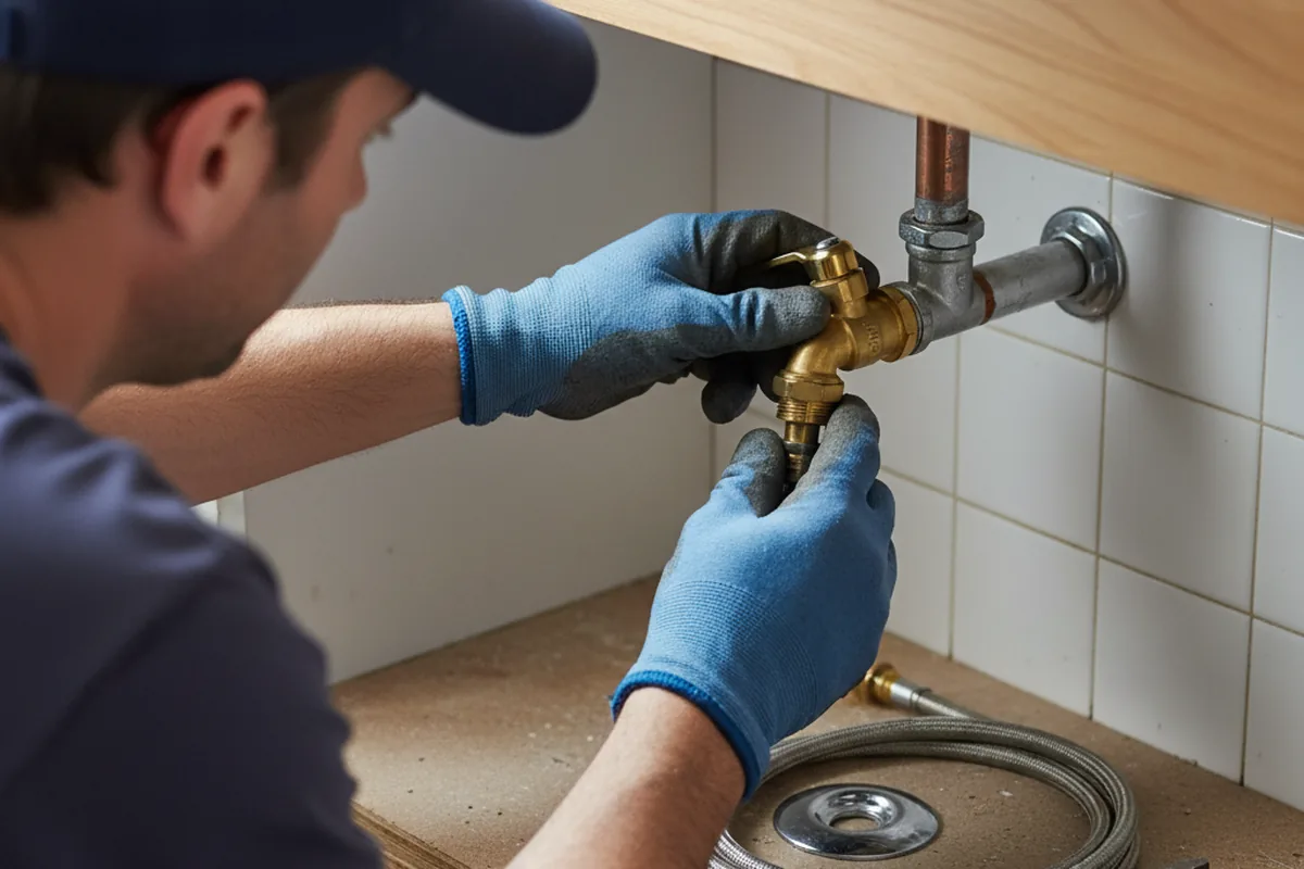 Shutoff valve and fitting work during Faucet and Fixture Repair in Haskell